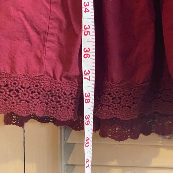 Anthropologie Tiered Lace Maxi Skirt in Burgundy - Picture 5 of 10